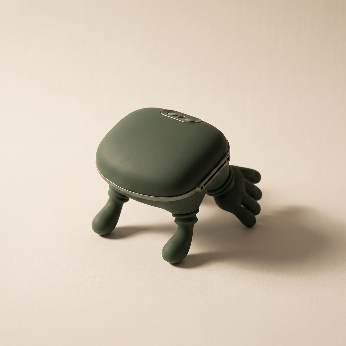 Cordless neck massager on a warm off-white surface