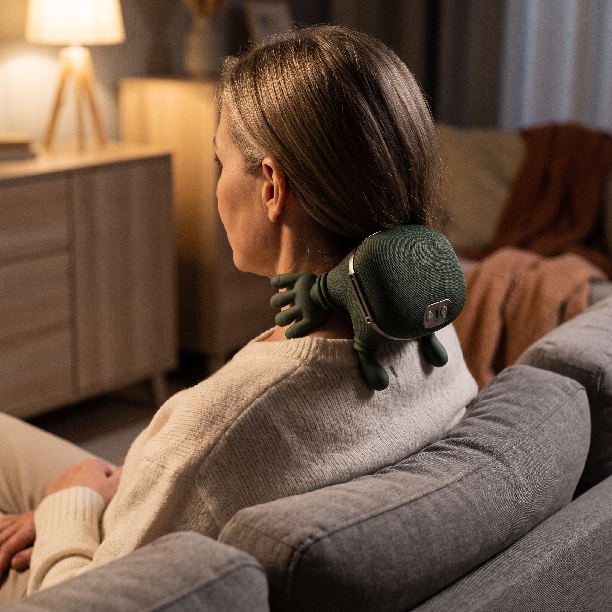 The massager worn around the back of the neck