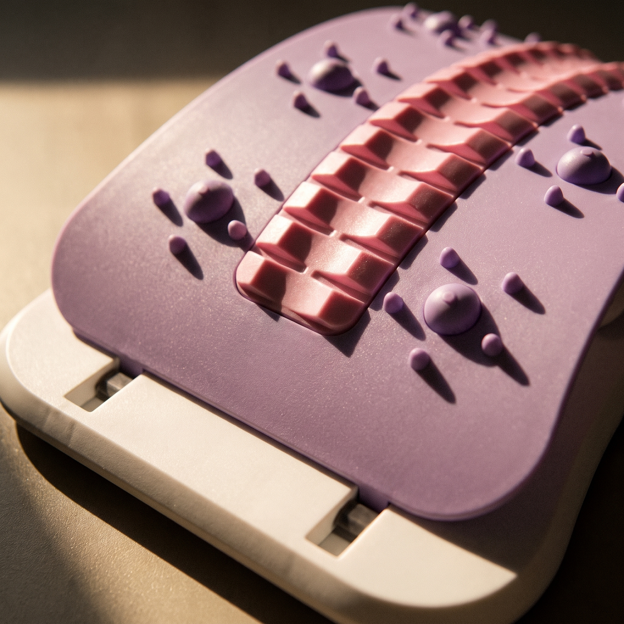 Close detail of the ridged surface and the adjustable base